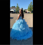 Women's Organza Ruffles Quinceanera Beaded Sweetheart Prom Ball Gown - Bmbride