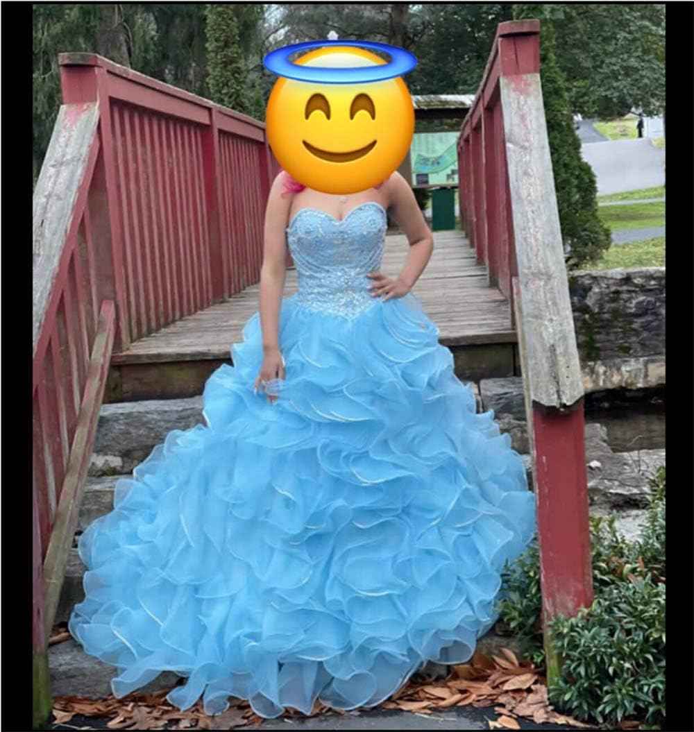 Women's Organza Ruffles Quinceanera Beaded Sweetheart Prom Ball Gown - Bmbride