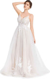 Women's Wedding Dresses Appliques Boho Beach Sexy Spaghetti Straps Lace Bridal Gowns Open Back - Bmbride