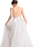 Women's Wedding Dresses Appliques Boho Beach Sexy Spaghetti Straps Lace Bridal Gowns Open Back - Bmbride